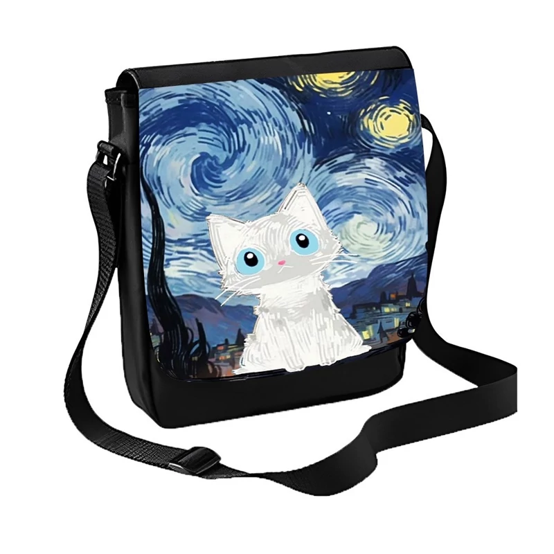 کیف دوشی فانتزی مدل شب پر ستاره گربه کیوت کد The Starry Night 1
