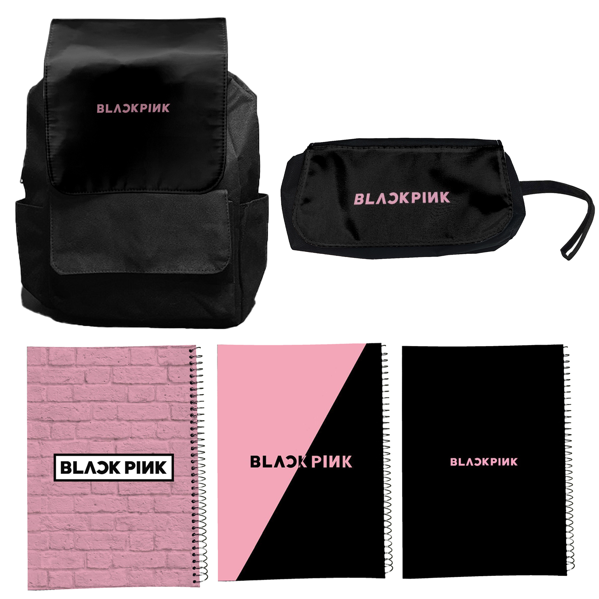کوله پشتی مدل گروه موسیقی بلک پینک کد Blackpink 5 به همراه دفتر مشق و جامدادی مجموعه 5 عددی