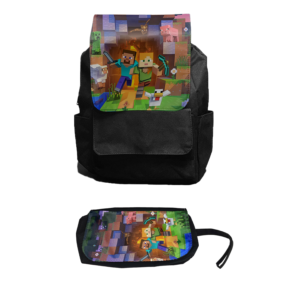 کوله پشتی مدل ماینکرافت کد Minecraft 3 به همراه جامدادی مجموعه 2 عددی