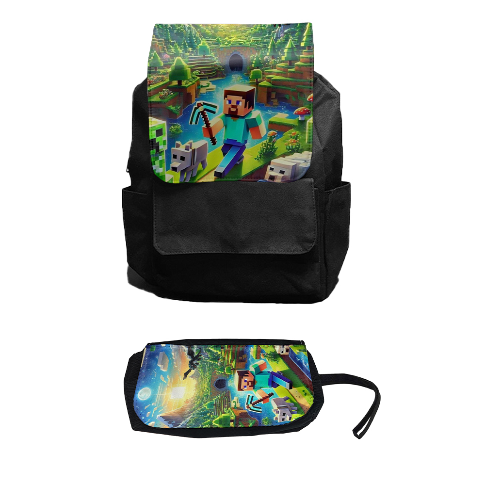 کوله پشتی مدل ماینکرافت کد Minecraft 5 به همراه جامدادی مجموعه 2 عددی