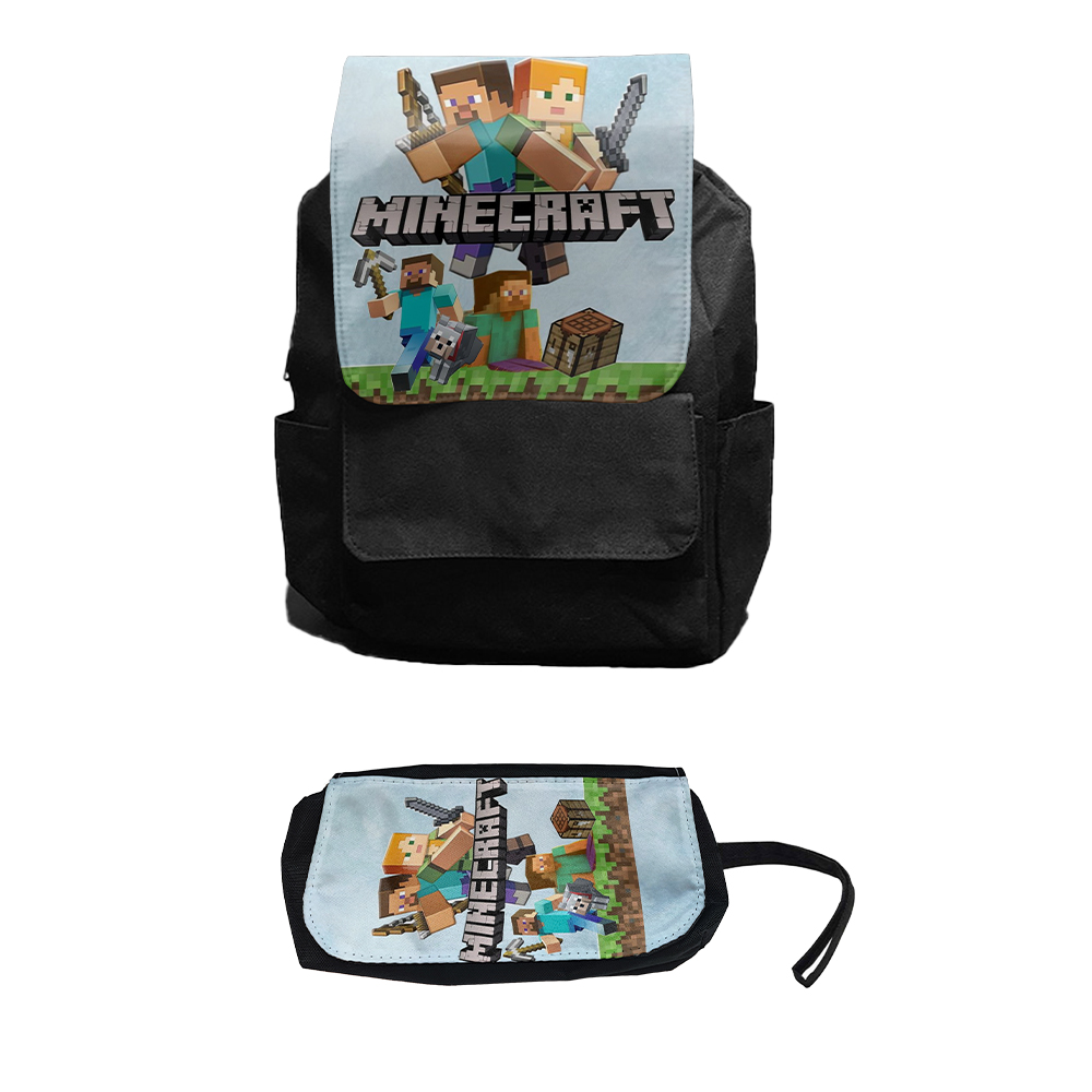 کوله پشتی مدل ماینکرافت کد Minecraft 8 به همراه جامدادی مجموعه 2 عددی