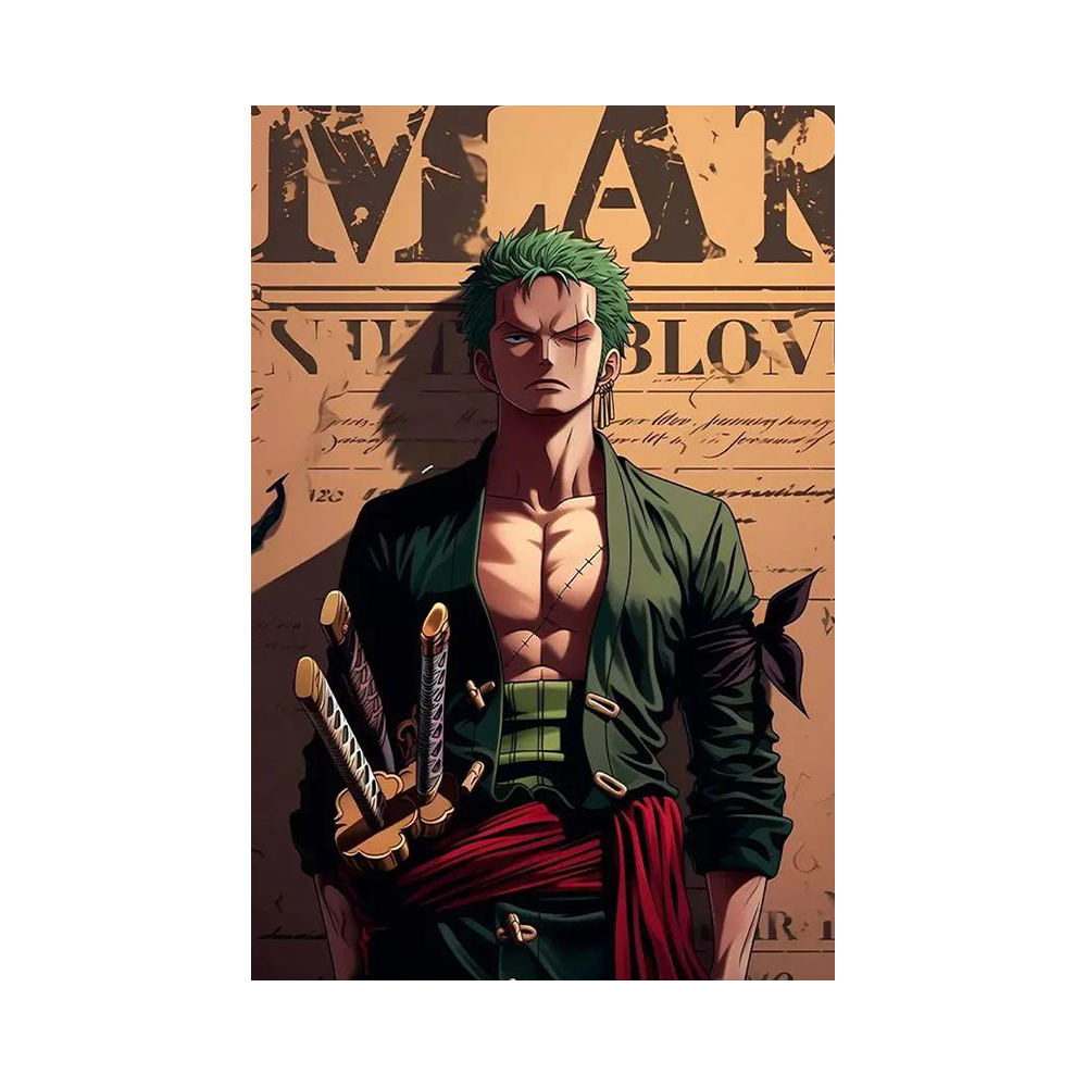 متال پوستر طرح انیمه وان پیس (One Piece) مدل رورونوا زورو ( Roronoa Zoro) کد A1