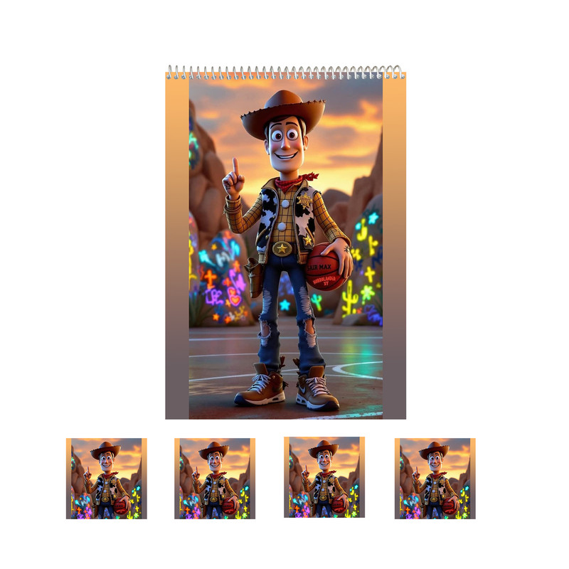 دفتر نقاشی 50 برگ مدل داستان اسباب‌بازی طرح Toy Story کد 2 به همراه برچسب مجموعه 5 عددی