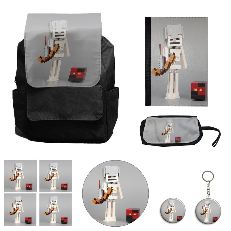 کوله پشتی مدل بازی ماینکرافت کد M15 همراه کلاسور و جامدادی و زیر لیوانی و جاکلیدی مجموعه 10 عددی