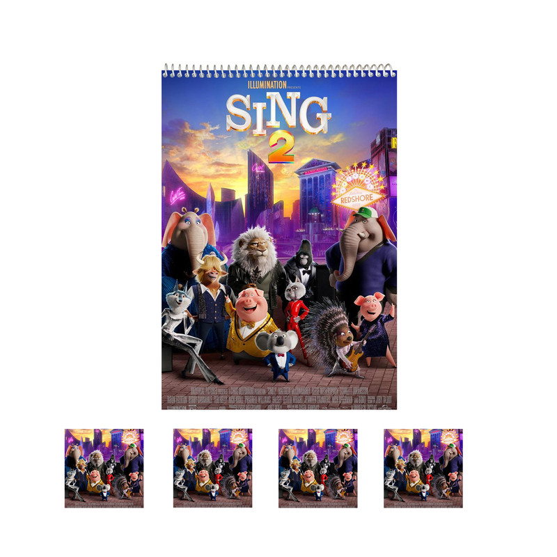 دفتر نقاشی 50 برگ مدل آواز طرح sing کد 2 به همراه برچسب مجموعه 5 عددی
