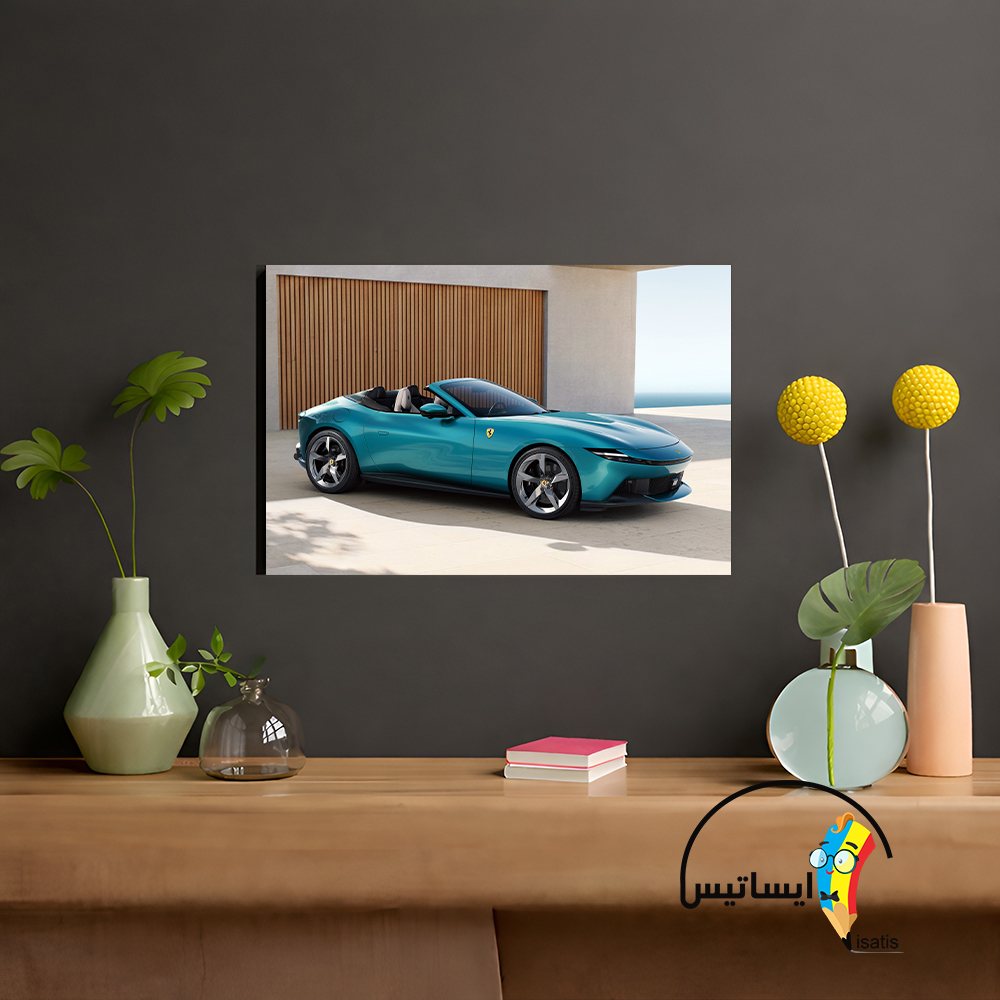 متال پوستر طرح ماشین Ferrari Blue Amalfi Spider Supercar مدل فراری کد A1