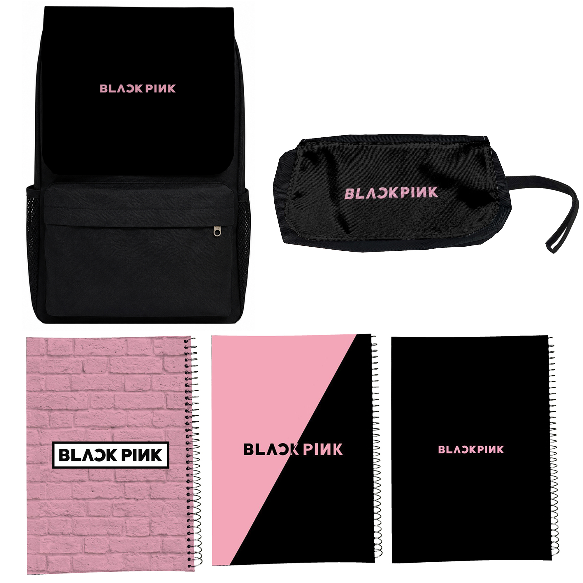 کوله پشتی مدل گروه موسیقی بلک پینک کد Blackpink 5 به همراه دفتر مشق و جامدادی مجموعه 5 عددی
