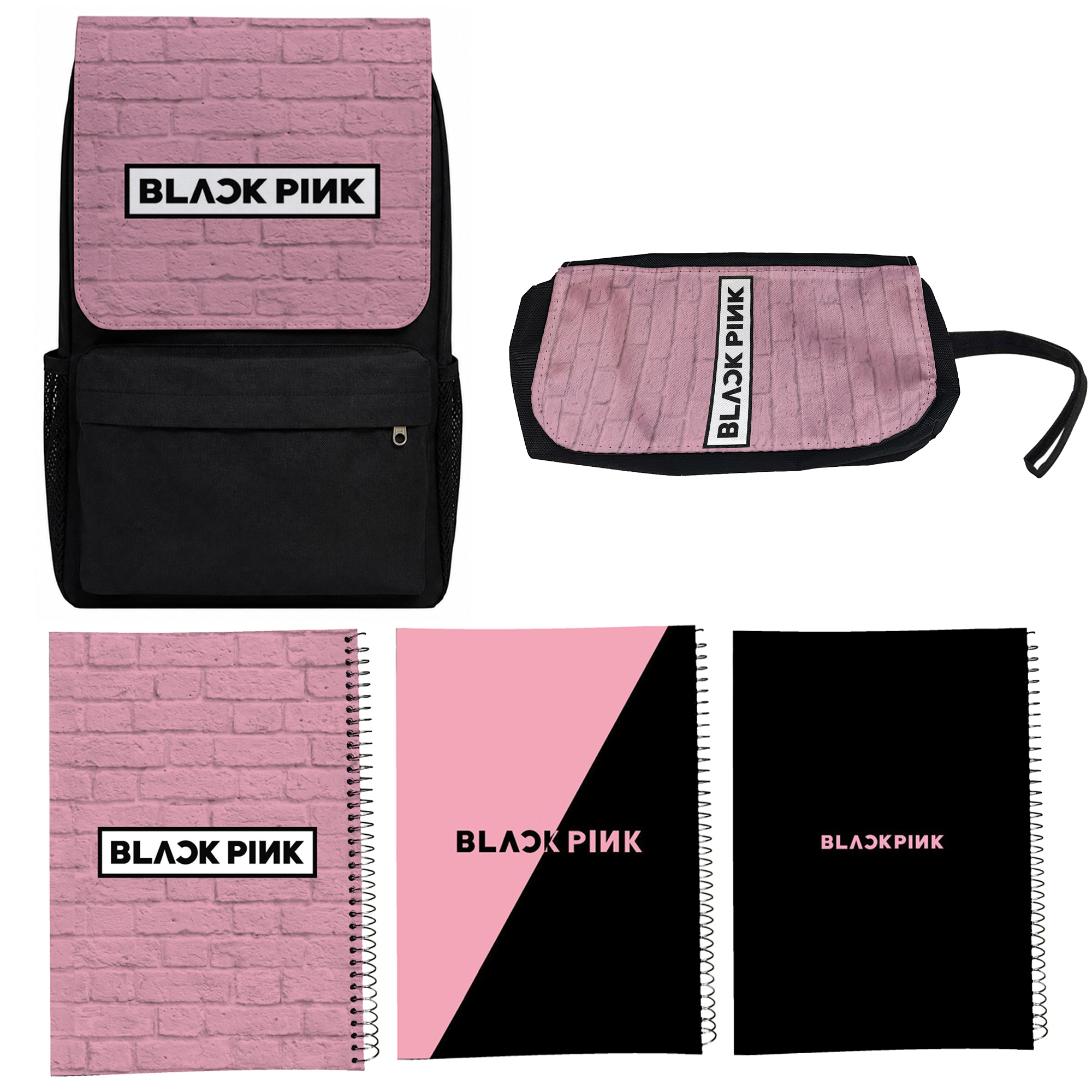 کوله پشتی مدل گروه موسیقی بلک پینک کد Blackpink 4 به همراه دفتر مشق و جامدادی مجموعه 5 عددی