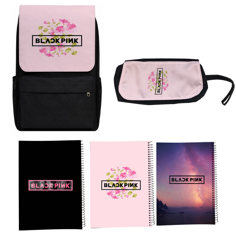کوله پشتی مدل گروه موسیقی بلک پینک کد Blackpink 1 به همراه دفتر مشق و جامدادی مجموعه 5 عددی