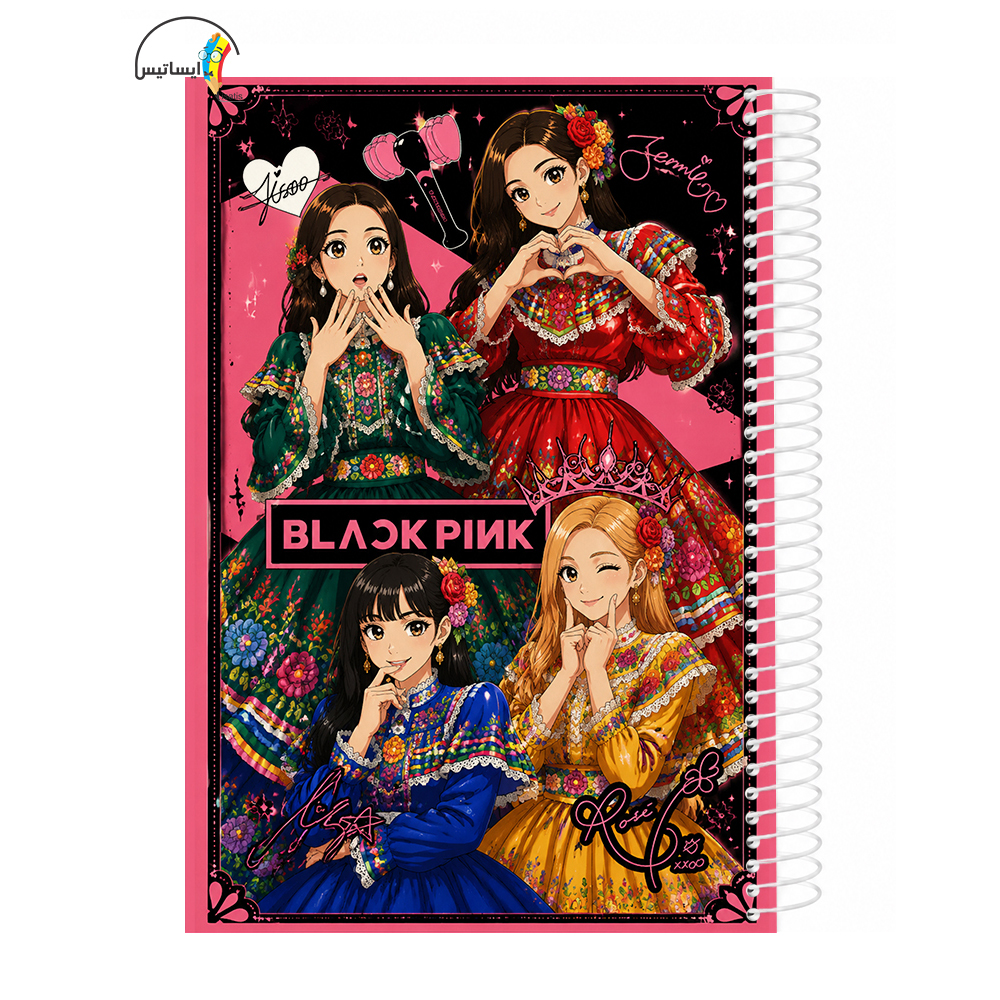 دفتر مشق سیمی طرح گروه موسیقی بلک پینک مدل انیمه کد BLACKPINK 3