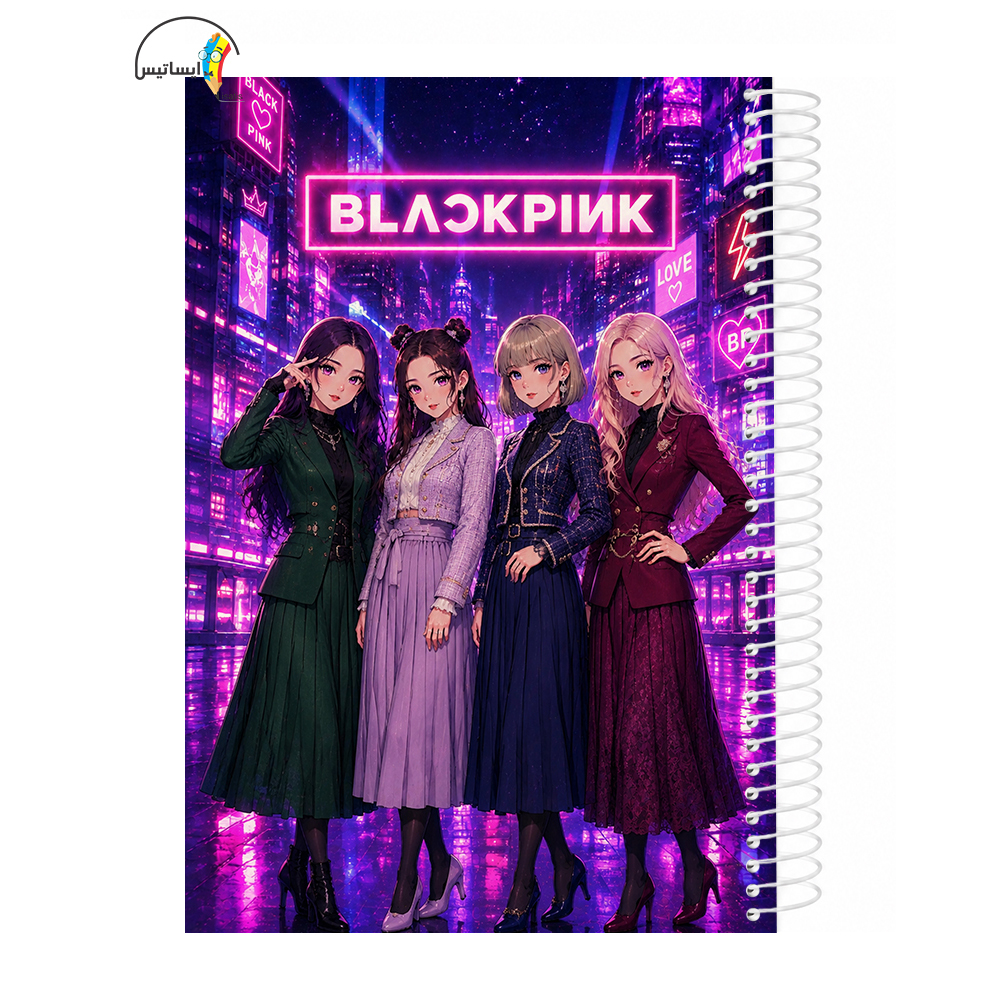 دفتر مشق سیمی طرح گروه موسیقی بلک پینک مدل انیمه کد BLACKPINK 4