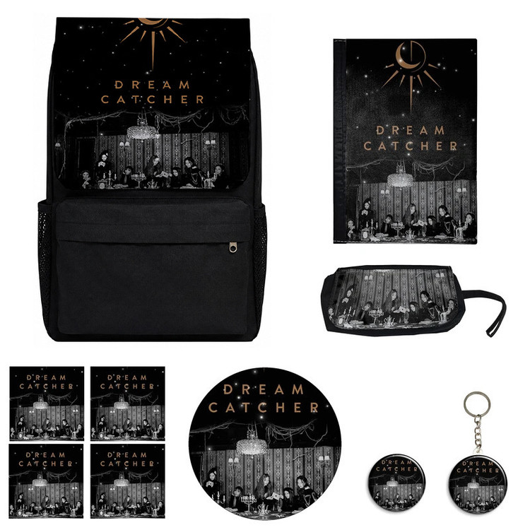 کوله پشتی مدل گروه موسیقی دریم کچر طرح Dreamcatcher کد A1 به همراه کلاسور و جامدادی و زیر لیوانی و جاکلیدی مجموعه 10 عددی