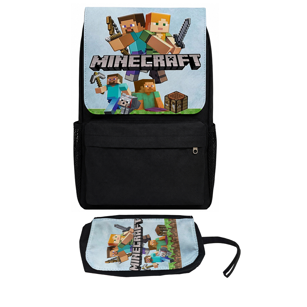 کوله پشتی مدل ماینکرافت کد Minecraft 8 به همراه جامدادی مجموعه 2 عددی