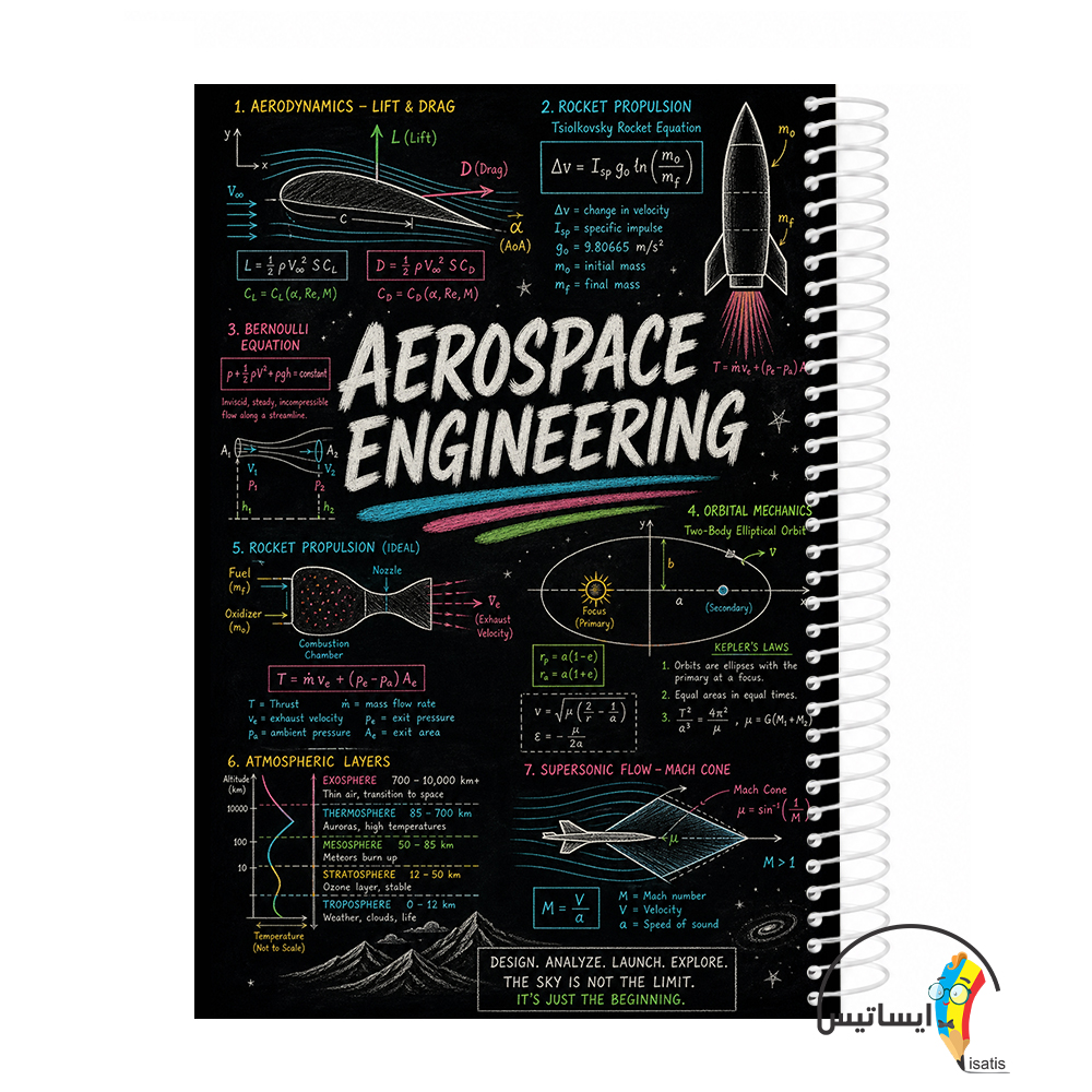 دفتر مشق سیمی طرح مهندسی هوافضا مدل Aerospace engineering کد A1
