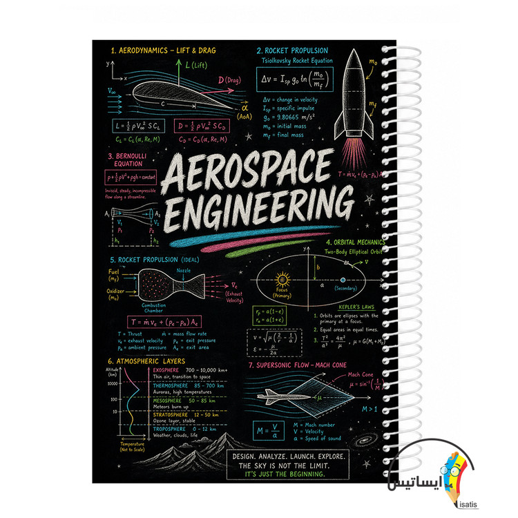 دفتر مشق سیمی طرح مهندسی هوافضا مدل Aerospace engineering کد A1