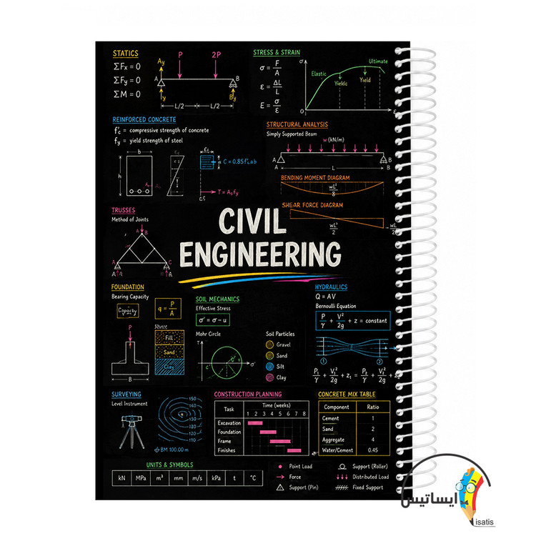 دفتر مشق سیمی طرح مهندسی عمران مدل Civil Engineering کد A2