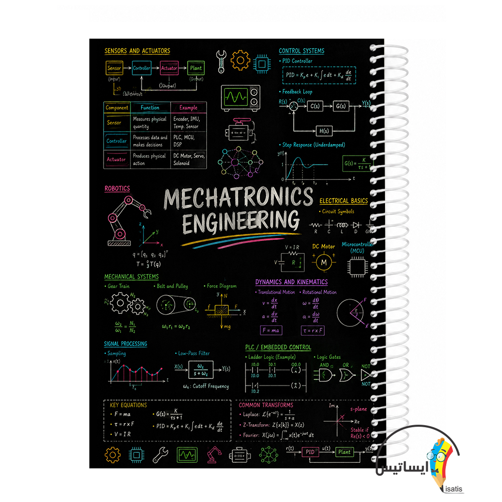 دفتر مشق سیمی طرح مهندسی مکاترونیک مدل Mechatronics engineering کد A1