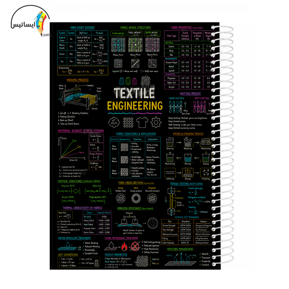 دفتر مشق سیمی طرح مهندسی  نساجی مدل Textile engineering کد A1