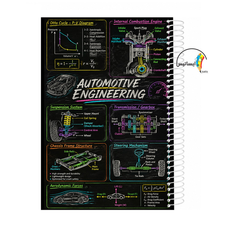 دفتر مشق سیمی طرح مهندسی خودرو مدل Automotive engineering کد A1