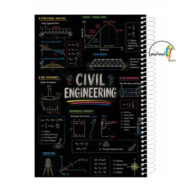 دفتر مشق سیمی طرح مهندسی عمران مدل civil engineering کد A1