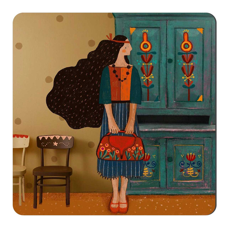 مگنت طرح دختر و کیف دستی کد A564
